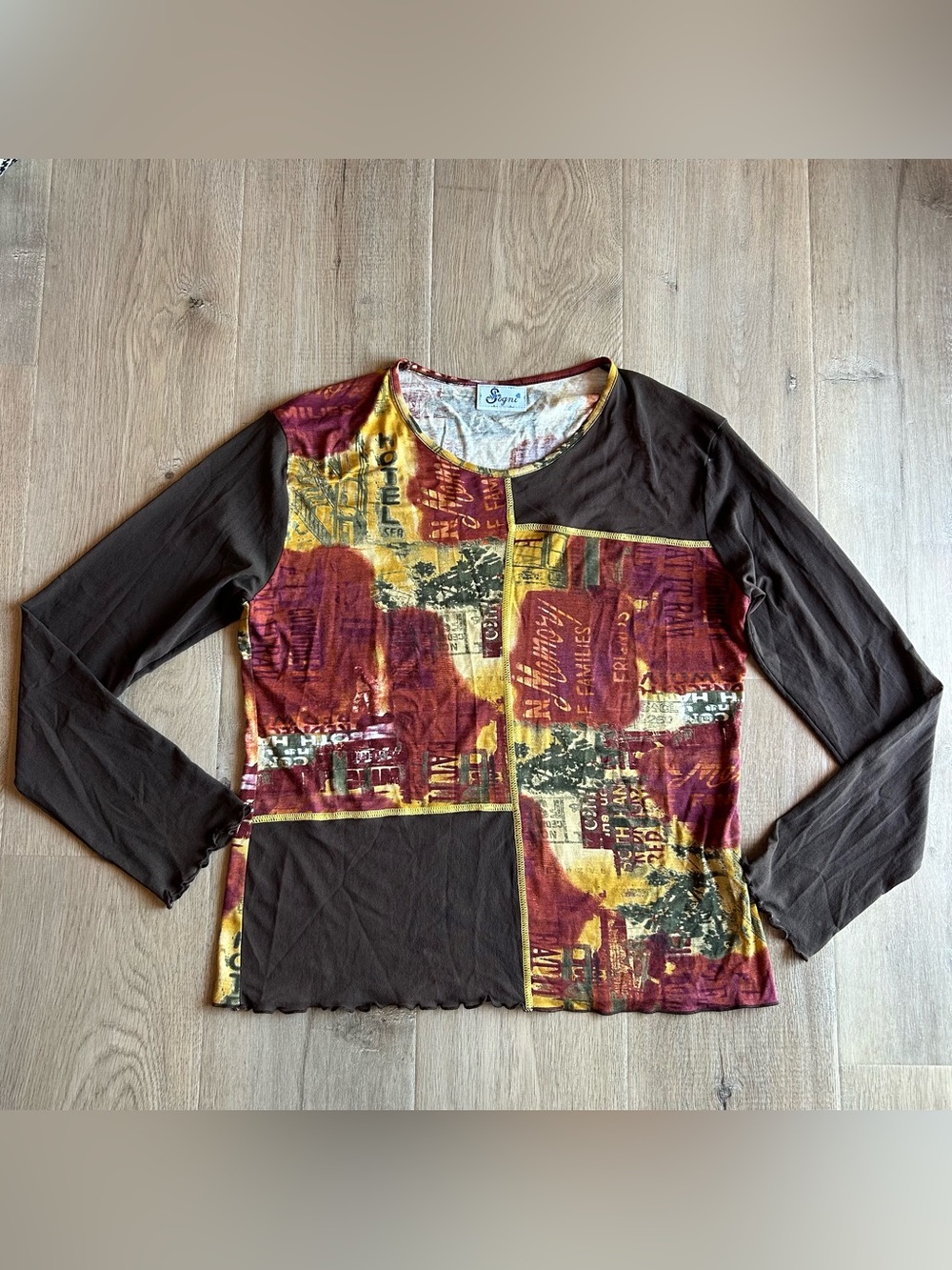 Vintage Sogni Y2K Long Sleeve Patchwork Shirt
